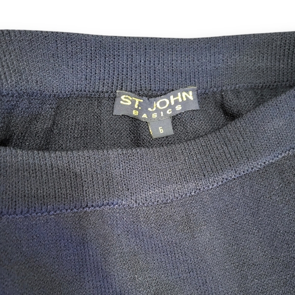 ST. JOHN Knit Knee-Length Skirt in Navy Blue 6 - Picture 3 of 4